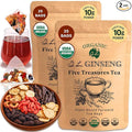 2 Pack of Dr. Lu’s Organic Ginseng Five Treasures Tea Kidney Tea | Ginseng Six Treasures tea for Kidney Cleanse Detox &amp Repair with Maca Root in Corn Fiber Pyramid Bags (No Plastic/Nylon) | Made i