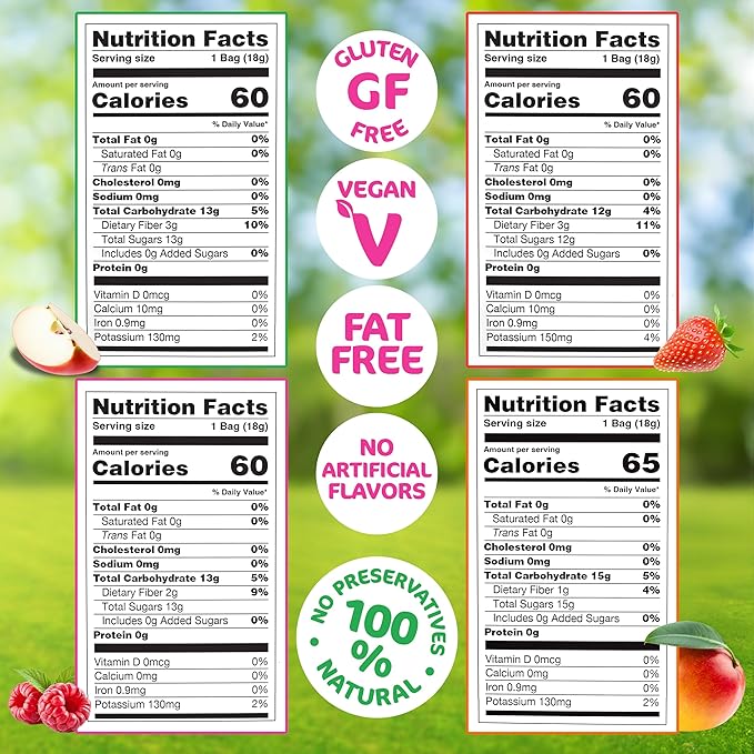 Happles Freeze Dried Apples Variety Pack with Mango Raspberry &amp Strawberry Fruit Powder – 100% Natural No Added Sugar Healthy Low Calorie Apple Crisps Snack No Artificial Flavours (4 Pack)
