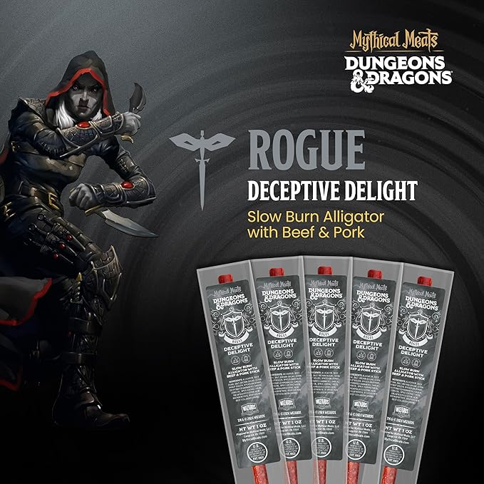 Mythical Meats Dungeons &amp Dragons Deceptive Delight (Rogue) - 12 Jerky Sticks - Slow Burn Alligator with Beef &amp Pork Stick Gluten Free MSG Free