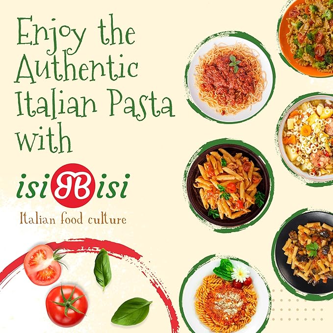 isiBisi Gluten-Free Pasta Sampler 8-Pack - Penne Spaghetti Rigatoni Tubetti Baby Mafalda Spirali Noodles - Non GMO Vegan Made in Italy