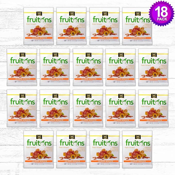 Traina Home Grown Fruitons Sun Dried Apricots - No Added Sugar Non GMO Gluten Free .75 oz bags (Pack of 18)