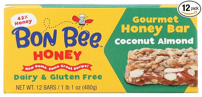 Bon Bee Honey Coconut Almond Honey Bar 12 Count 1.4 OZ