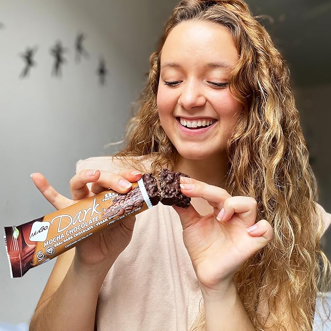NuGo Dark Chocolate Mocha 11g Protein Bar Vegan Gluten Free Non-GMO Kosher Pareve 24 Count