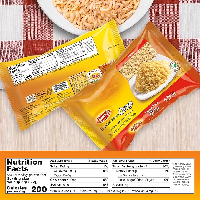 Osem Gourmet Orzo Pasta 4-Pack: Premium Kosher Certified Pasta - Great Taste Wholesome &amp Ready in 10 Minutes - Bulk Value Pack - 4.4lbs Total