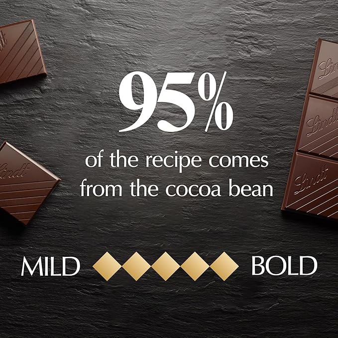 Lindt EXCELLENCE 95% Cocoa Dark Chocolate Bar Dark Chocolate Candy 2.8 oz. (12 Pack)