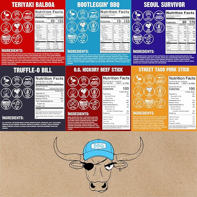 Righteous Beef Jerky Variety Pack Gift Basket - Great Gifts for Men | Gluten Free High Protein Healthy Snack | Beef Pork &amp Turkey Jerky Variety Snack Pack | Fan Favorites 6 Pack