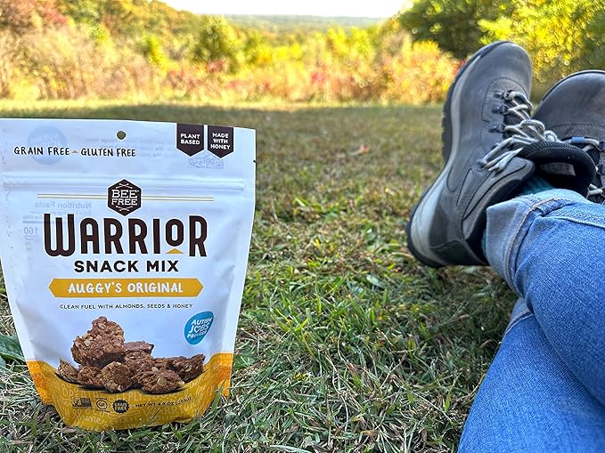 BeeFree Warrior Mix Gluten Free Granola - Chunky Granola Bites | Paleo Low Carb Grain Free Preservative Free Oat Free | Auggy’s Original Mix 9 Ounce Bags 3 Pack
