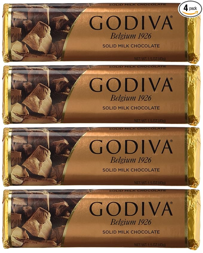 Godiva Chocolatier Solid Chocolate 1.5 Ounce (Pack of 4) - Packaging May Vary