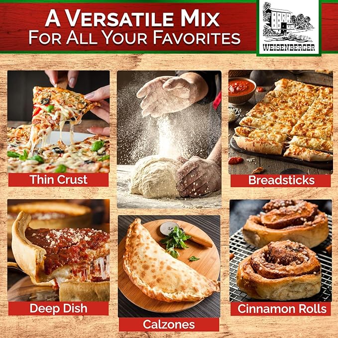 Weisenberger Pizza Crust Mix - Pizza Dough Mix for Homemade Pizza - Pizza Flour Mix for Pizza Crust Dough In Minutes - Premade Pizza Dough Fresh Ingredients No Preservatives - 6.5 oz 12 Pack