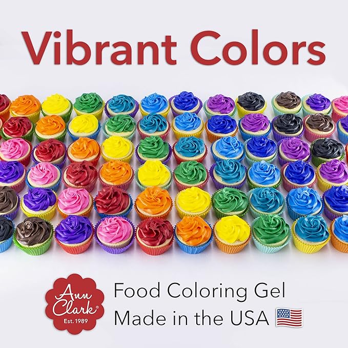 Ann Clark Professional-Grade Gel Food Coloring Made in USA .7 oz 12 Colors