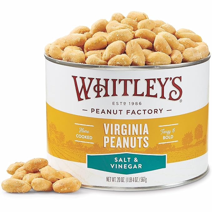 Whitley’s Salt &amp Vinegar Virginia Peanuts – Super Extra Large 'Home Cooked' Virginia Peanuts (20 Ounce Tin)