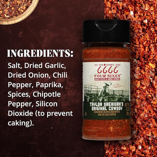 6666 Four Sixes Taylor Sheridan's Original Cowboy Seasoning 6 Ounce (Pack of 6)