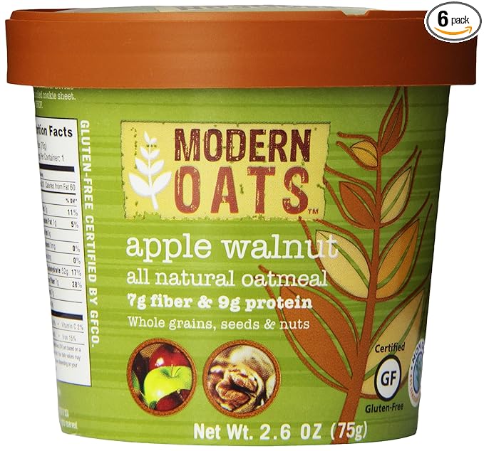 Modern Oats Apple Walnut Oatmeal 2.6 Ounce (Pack of 6)