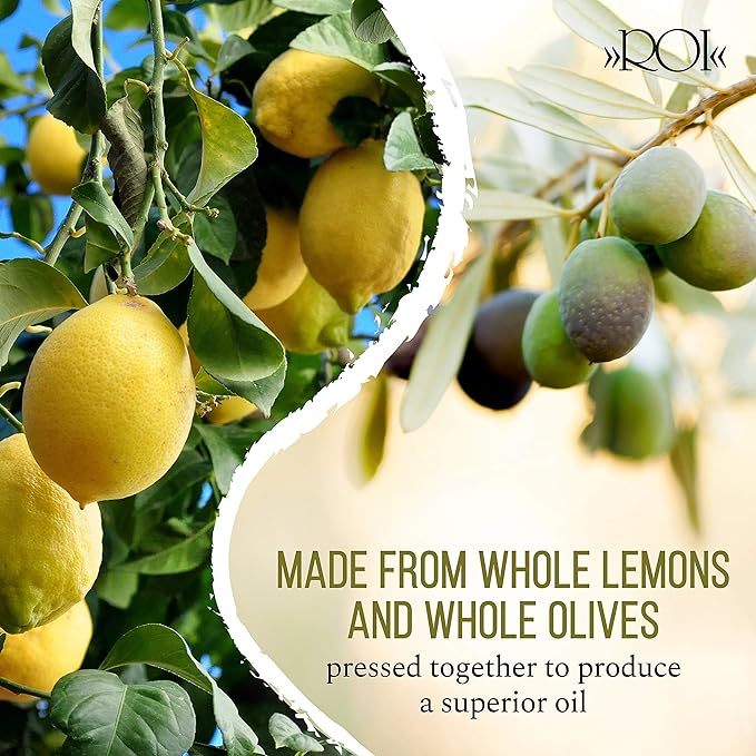ROI Lemon Infused Olive Oil - 100% Natural Italian Gourmet Extra Virgin Olive Oil Cold Pressed with Real Lemons - Made in Italy EVOO - 8.45 fl oz (250 ml)