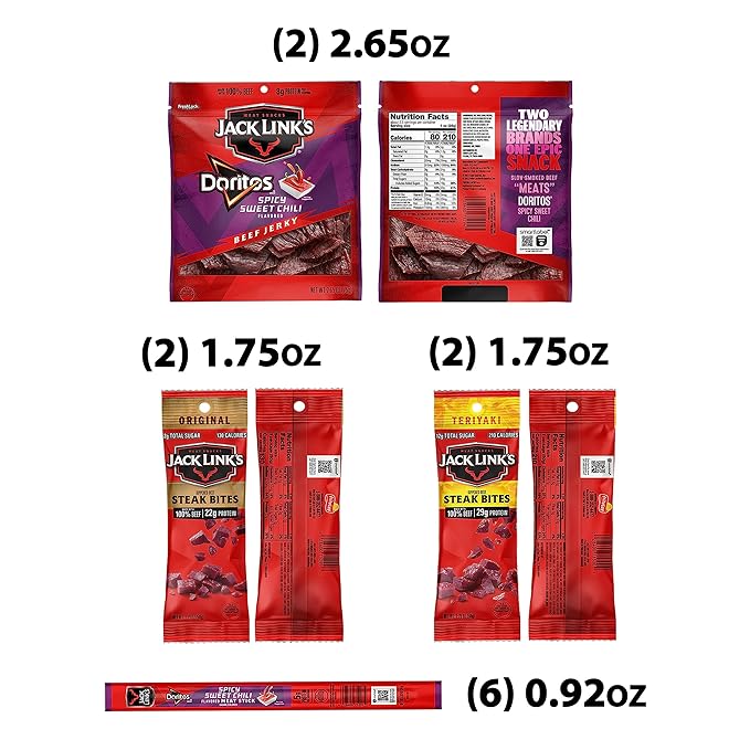 Frito Lay Jack Link's Meats Sampler Variety Pack (Pack of 12)