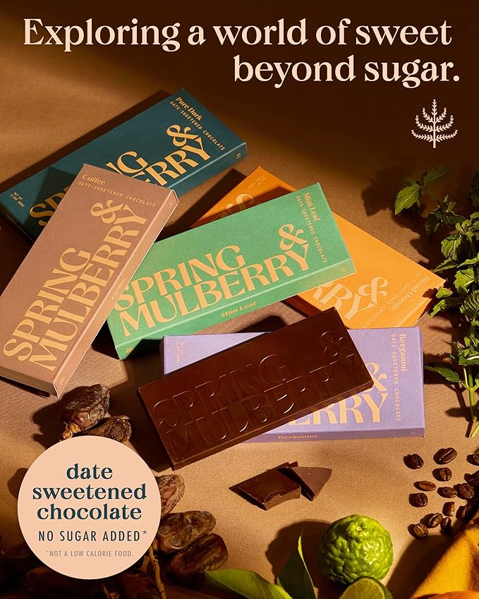 Spring &amp Mulberry Dark Chocolate Bars – Healthy Chocolate Date-Sweetened - Pure Dark 3 Pack