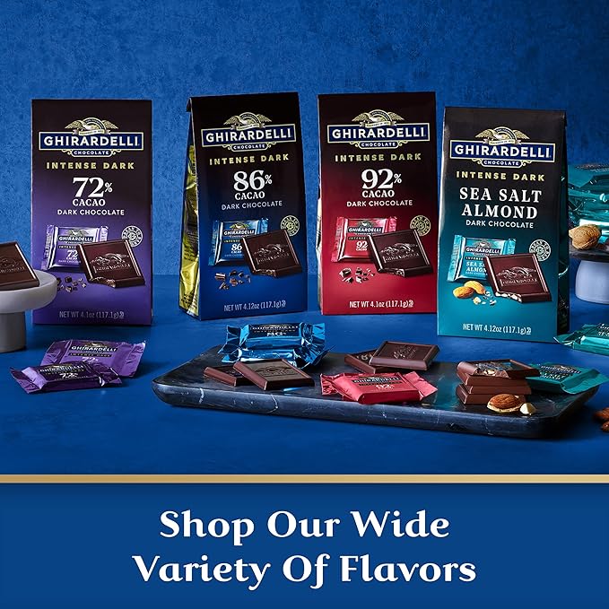 GHIRARDELLI Intense Dark Chocolate SQUARES 86% Cacao 4.12 oz Bag (Pack of 6)