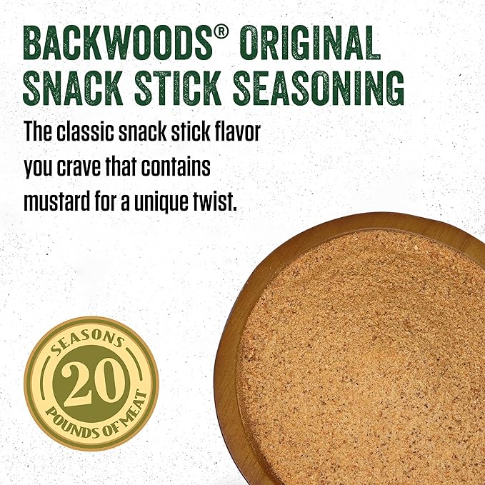 LEM Products Backwoods Original Snack Stick Seasoning Sausage Kit Ideal for Wild Game Seasons Up to 20 Pounds of Meat 1 Pound 2.7 Ounce Package with Pre-Measured Cure Packet Included