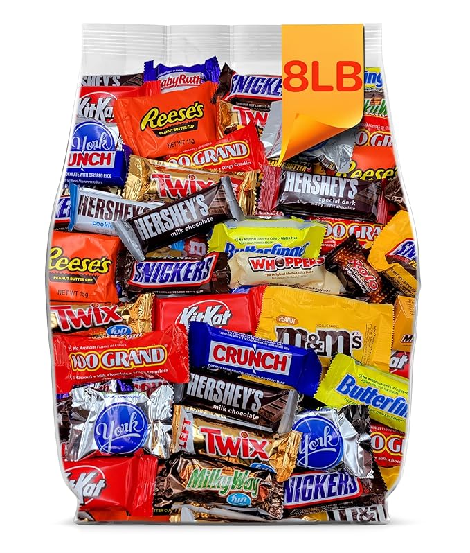 Bulk Chocolate Candy Variety Pack - 8lb Bulk Easter Candy Assortment - Individually Wrapped Chocolate Candy for Egg Hunts Party Favors Parades Office Snacks Gift Bags &amp Pinatas - 8 Pound Box o