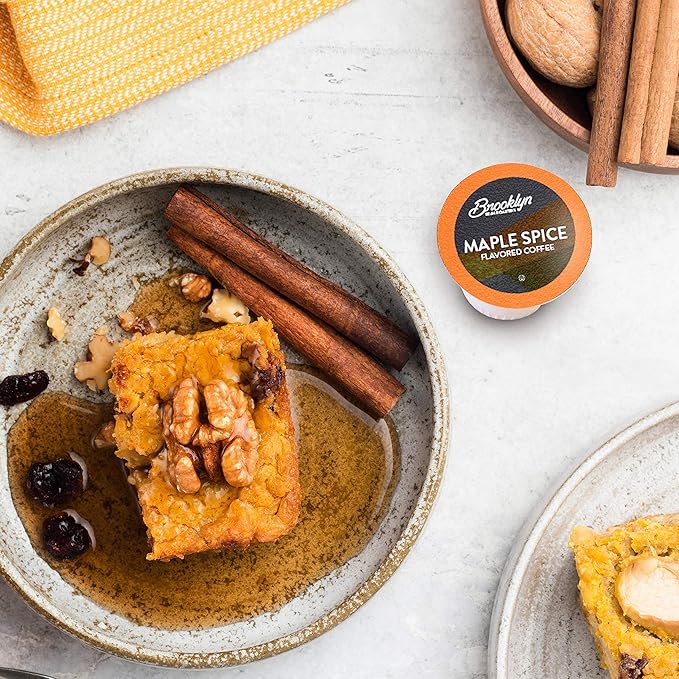 Brooklyn Beans Roastery Coffee Pods Fall Maple Spice Flavored - Compatible with Keurig K Cup Brewers Including 2.0 Machines 40 Count Autumn-Inspired