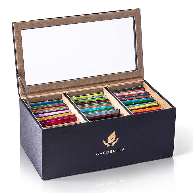 Tea Bags Variety Pack Box - Herbal and Caffeine Free Sampler Gift Set - 60 Count 15 Different Flavors