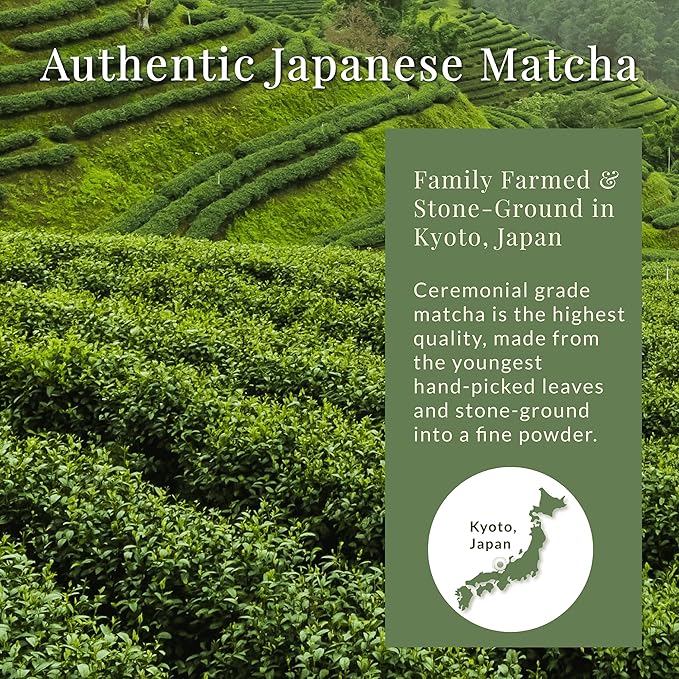 Matcha Sunday Ceremonial Grade Matcha - Kyoto Japan - Finely Ground Green Tea Powder - Vibrant Green (30g/ 1.06oz) - Tin