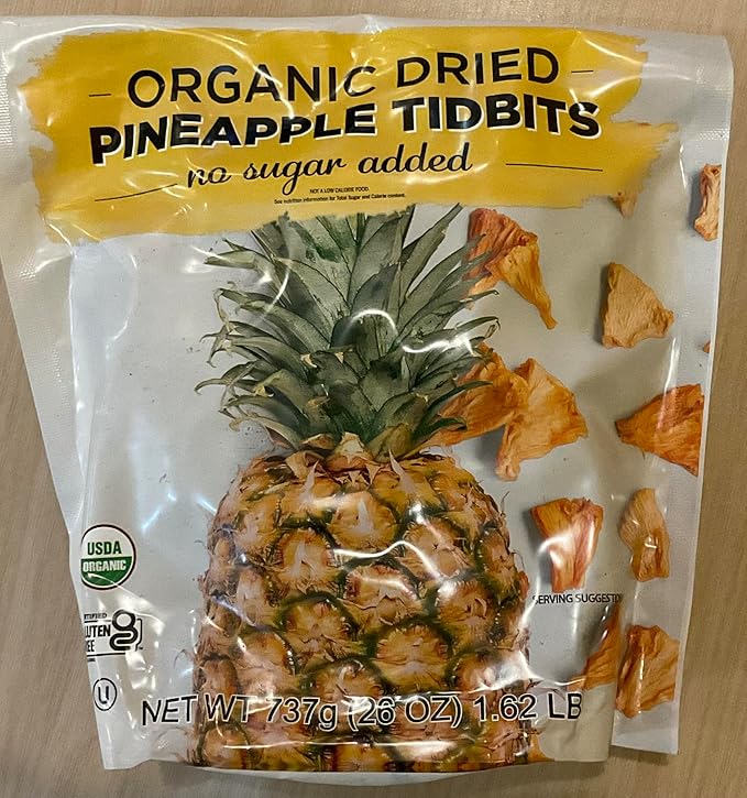 Organic Dried Pineapple Tidbits 26 oz (Pack of 2)
