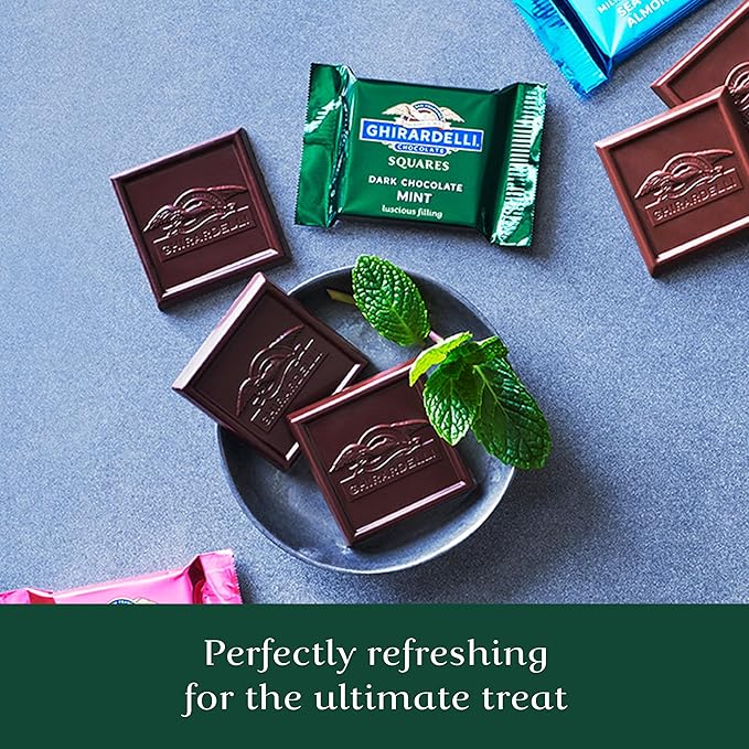 GHIRARDELLI Dark Chocolate Mint SQUARES Case Pack (430 ct) Premium Individually Wrapped Mint and Dark Chocolate Candy