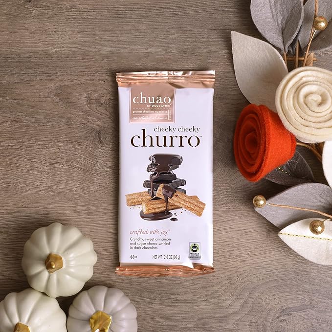 Chuao Chocolatier Cheeky Cheeky Churro Dark Chocolate Gourmet Bars | For Gift Baskets Birthday Thank You Care Package | 12 Pack 2.8 oz Each