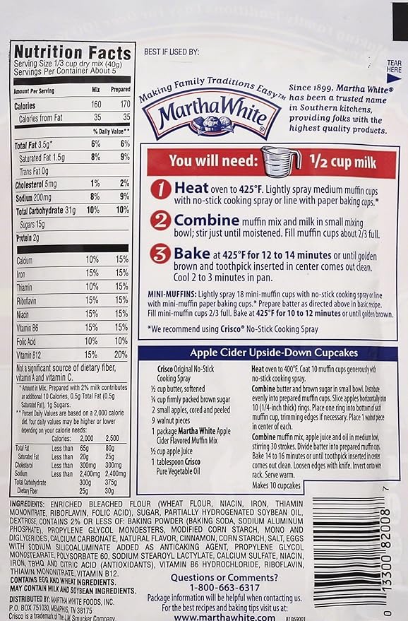 Martha White Apple Cider Muffin Mix 7 Ounce (Pack of 12)