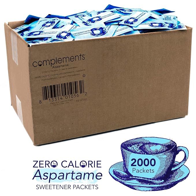 Complements Zero Calorie Aspartame Blue Sweetener Packets 2000 Count