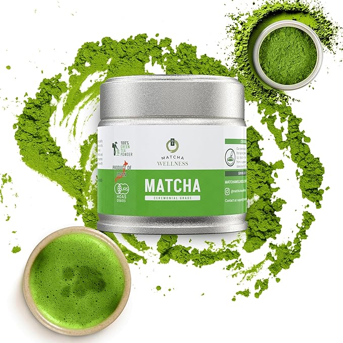 Matcha Wellness Ceremonial Grade Matcha Powder – Organic First Harvest Japanese Green Tea from Kyoto – 1.4oz – No Sugar No Additives No Gluten