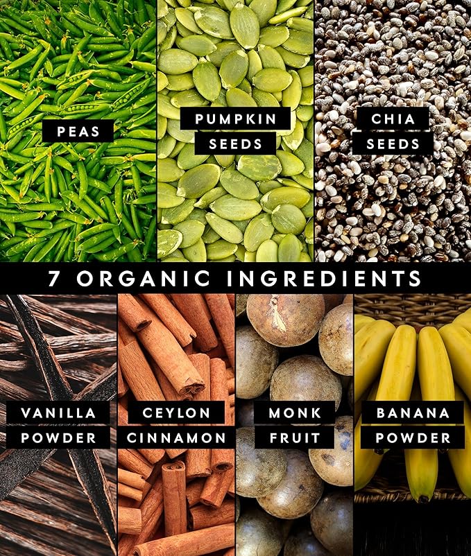 Truvani Vegan Pea Protein Powder | Banana Cinnamon | 20g Organic Plant Based Protein | Single Serving Travel Packets | 10 Servings | Keto | Gluten &amp Dairy Free | Low Carb | No Added Sugar