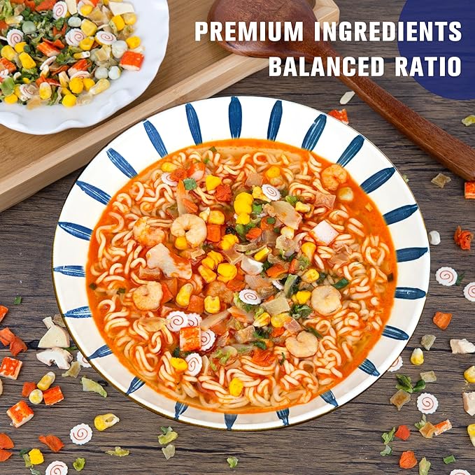 Classic Ramen Toppings Seafood Mix 14oz 12 Ingredient Blend with Shrimp Squid &amp Seaweed etc Dried Ramen Toppings Flavor Rich Non-GMO Low Sodium for Ramen Instant Noodles &amp Soup Topper