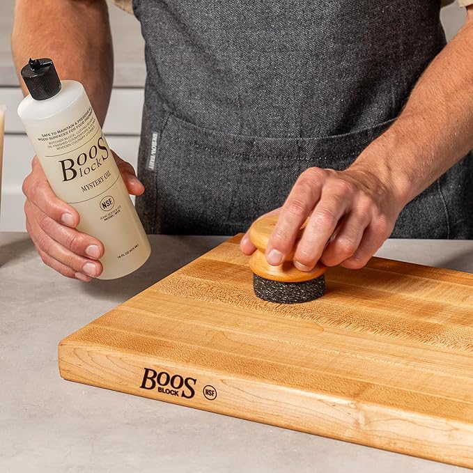 John Boos All-Natural Mystery Oil Revitalizing Wood Conditioner 16 oz - Food-Grade Mineral Oil for Butcher Blocks Cutting Boards Countertops and Wooden Culinary Utensils