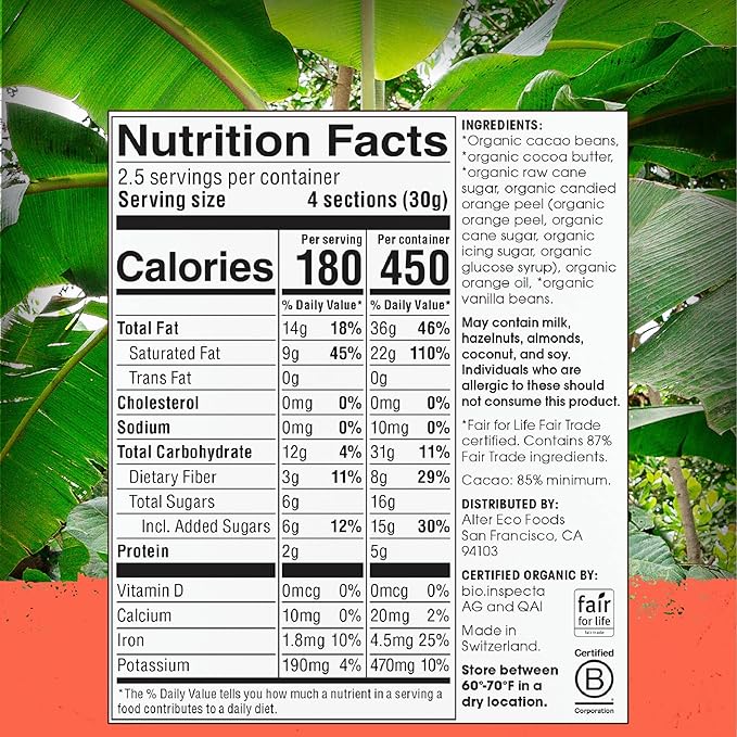 Alter Eco | Chocolate Bars | Pure Dark Cocoa Fair Trade Organic Non-GMO Gluten Free (12-Pack Orange Blackout)