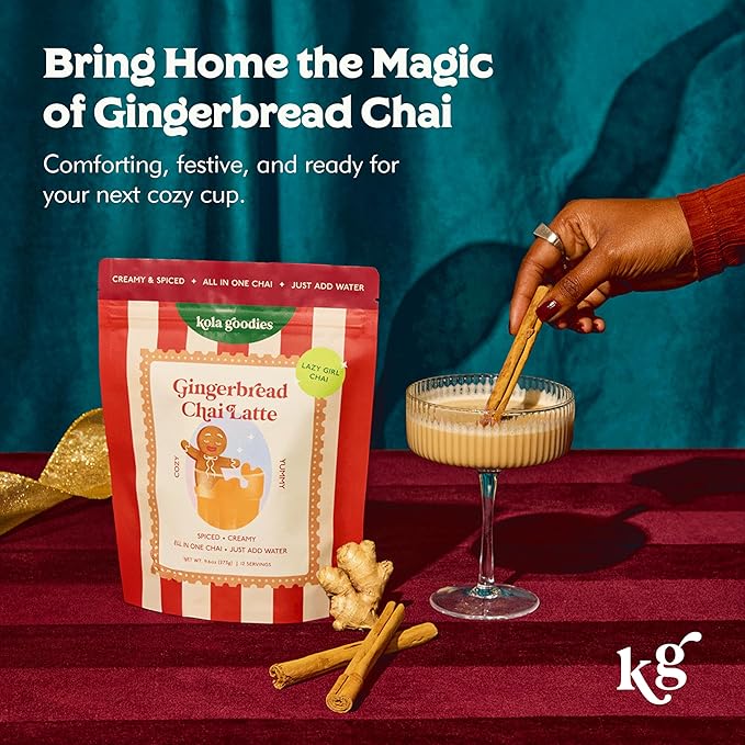 Gingerbread Chai Latte – 12 Spiced Chai Servings – Ceylon Tea Powder with Whole Milk – Cozy Holiday Chai Mix – No Refined Sugar – Cinnamon Ginger Blend