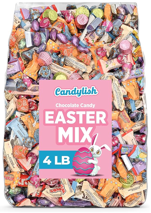 Easter Candy Mix - 4LB Ultimate Spring Assortment of Sweets &amp Chocolates | Ideal for Easter Baskets Egg Hunts Spring Celebrations Pastel Candy Mix and Seasonal Gifts