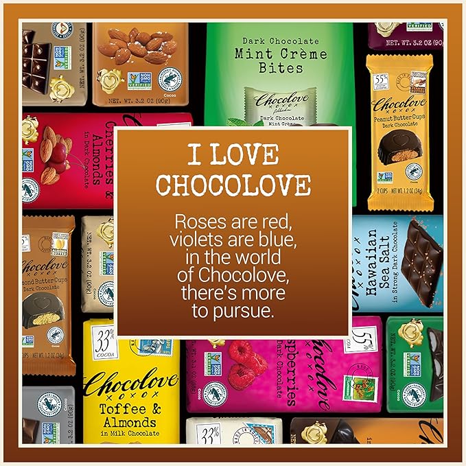 Chocolove Salted Caramel Chocolate Bites | 55% Cocoa | Silky Caramel with a Hint of Salt | Made with Premium Chocolate | Non-GMO &amp Gluten-Free 3.5 oz Pack (8 Pack)