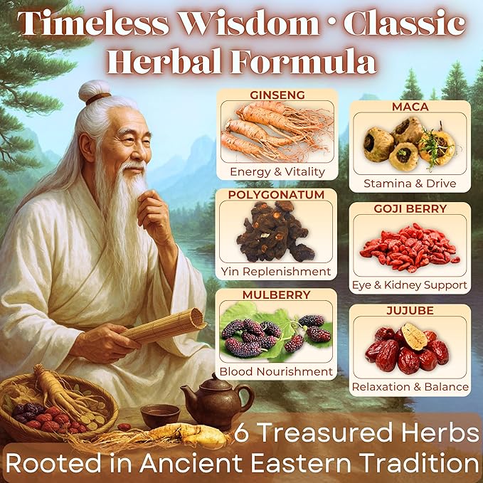 2 Pack of Dr. Lu’s Organic Ginseng Five Treasures Tea Kidney Tea | Ginseng Six Treasures tea for Kidney Cleanse Detox &amp Repair with Maca Root in Corn Fiber Pyramid Bags (No Plastic/Nylon) | Made i