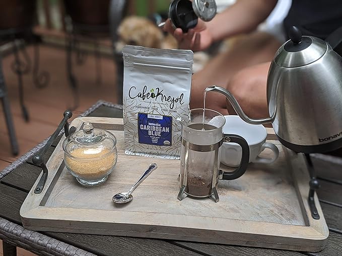 Cafe Kreyol Organic Caribbean Blue | 5 lb - Haitian Blue Light Roast Coffee - Whole Bean Coffee High Caffeine - Smooth Low Acid with Notes of Almond and Walnut