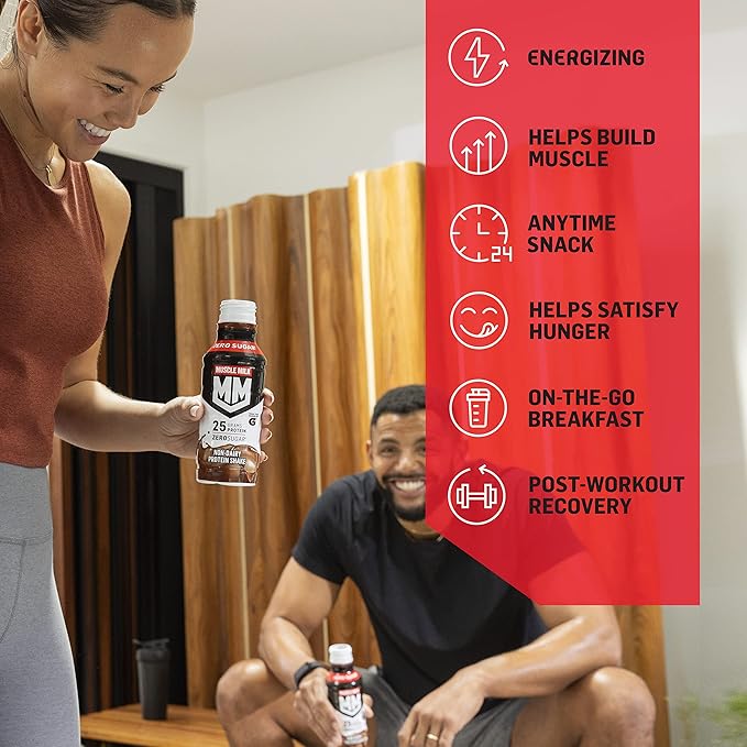 Muscle Milk Genuine Protein Shake Vanilla Creme 11.16 Fl Oz Bottle 12 Pack 25g Protein Zero Sugar Calcium Vitamins A C &amp D 5g Fiber Energizing Snack Workout Recovery Packaging May Vary