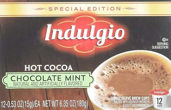 Indulgio Mint Chocolate Cocoa Special Edition Sin for Keurig K-Cup Brewers 12 Count (Pack of 6) (Compatible with 2.0 Keurig Brewers)