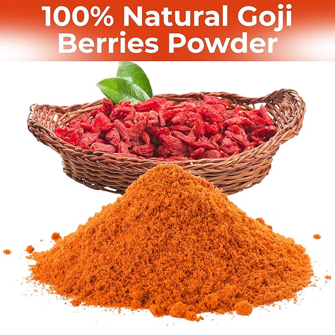 Organic Goji Powder16 Oz 100% Raw Pure Non-GMO Gluten-Free Superfruit Antioxidant &amp Nutrient Rich Perfect for Smoothies Baking &amp More Goji Berries Powder in Resealable Bag 1 Lb Bulk