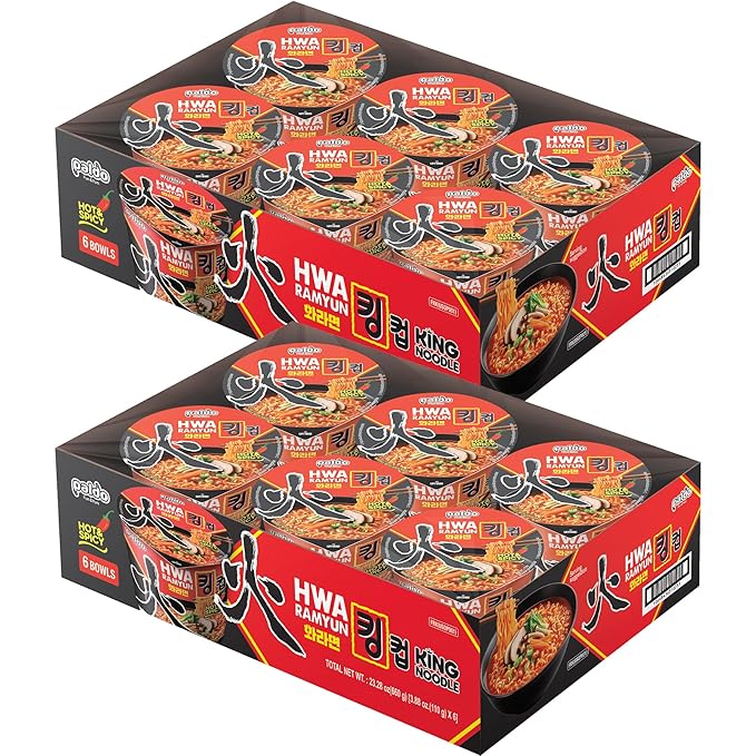Paldo King Noodle Hot and Spicy Flavor Bowl 110g(Pack of 12)