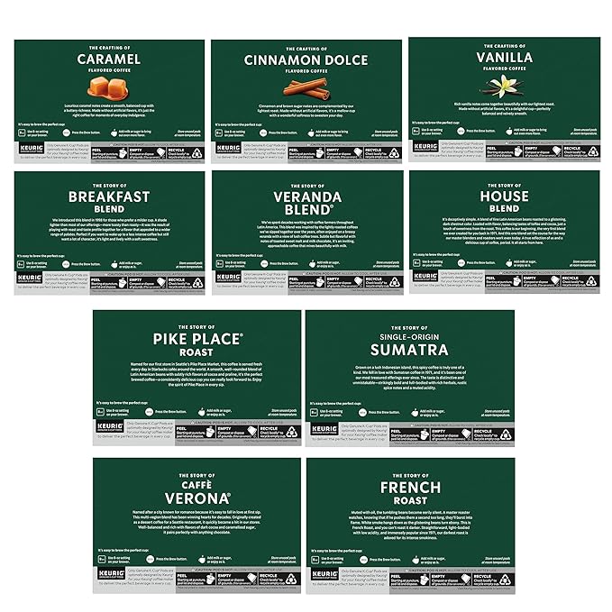 Starbucks K-Cup Coffee Pods Starbucks Blonde Medium Dark Roast and Flavored Hot or Iced Coffee Variety Pack 40 Keurig Pods