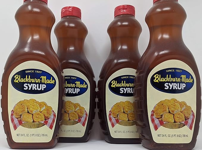 Blackburn-Made Syrup Bundle - 4 x 24 Oz Bottles of Blackburn Made Syrup Blackburn Syrup Pancake Bundled with Recipe Sheet