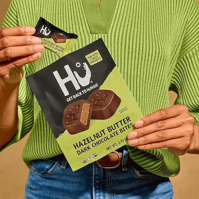 Hu Hazelnut Butter Dark Chocolate Bites | 6 Pack | Natural Organic Vegan Gluten Free Paleo Non GMO Fair Trade Dark Chocolate