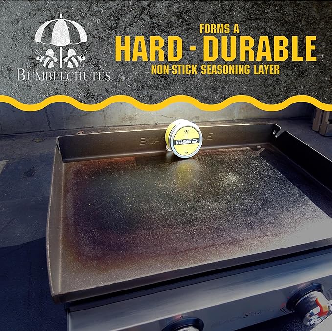 Bumblechutes 8 oz Natural Cast Iron Seasoning Wax Skillet Grill Conditioning &amp Maintenance Carbon Steel Seasoning Wax Rust Protection Nonstick Cast Iron Season Oil With USA Beeswax Organic Oi