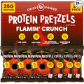 CRISP POWER Protein Pretzels NEW Flamin' Crunch 26G Protein High Protein Snack High Fiber Low Carb Crunchy Pretzel Snacks No Added Sugar 1.75 oz Bags 24 Pack Vegan Keto